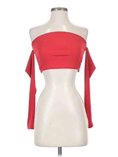 Pre-owned Shein 3/4 Sleeve Top Red Strapless Neckline Tops