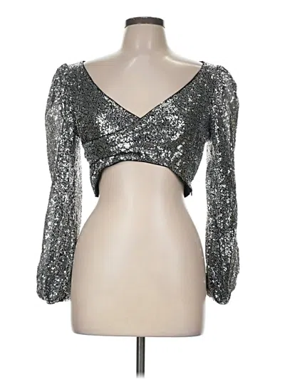 Pre-owned Shein 3/4 Sleeve Top Silver Sweetheart Neckline Tops