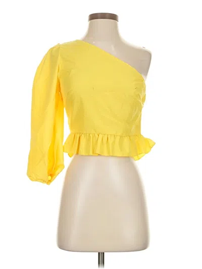 Pre-owned Shein 3/4 Sleeve Top Yellow One Shoulder Neckline Tops