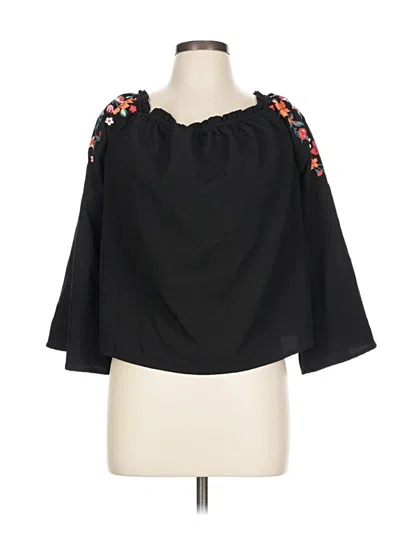 Pre-owned Shein 3/4 Sleeve T-shirt In Black