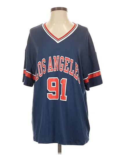 Pre-owned Shein 3/4 Sleeve T-shirt In Blue