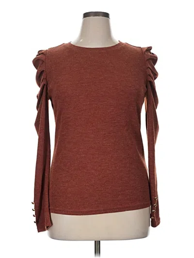 Pre-owned Shein 3/4 Sleeve T-shirt In Brown