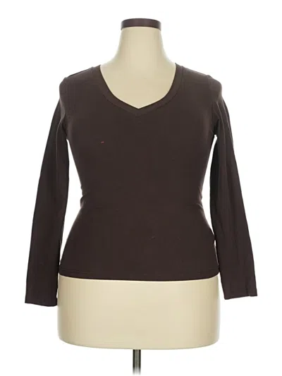 Pre-owned Shein 3/4 Sleeve T-shirt In Brown