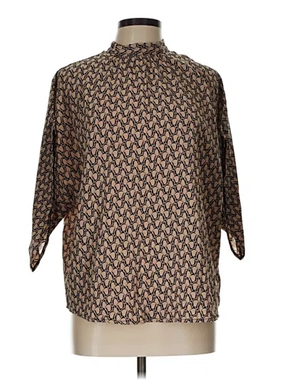 Pre-owned Shein 3/4 Sleeve T-shirt In Brown