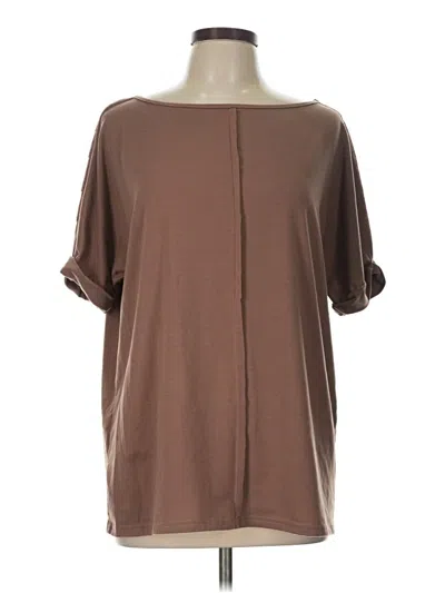 Pre-owned Shein 3/4 Sleeve T-shirt In Brown