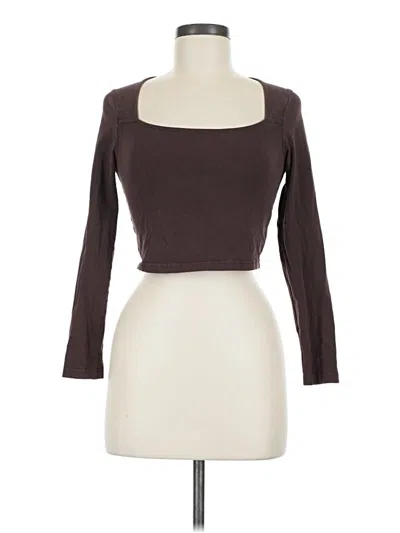 Pre-owned Shein 3/4 Sleeve T-shirt In Brown