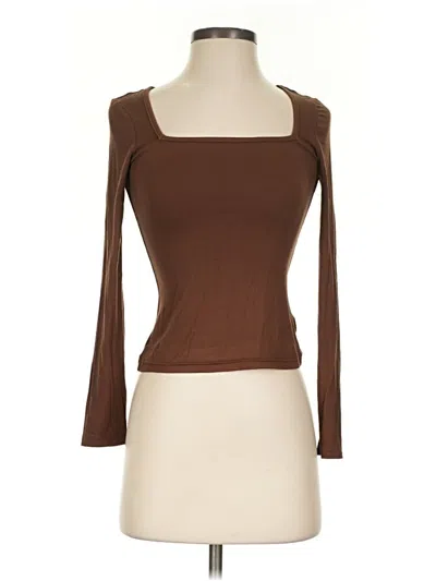 Pre-owned Shein 3/4 Sleeve T-shirt In Brown