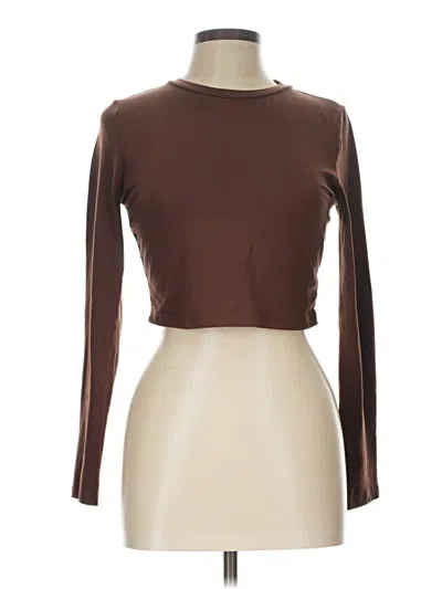Pre-owned Shein 3/4 Sleeve T-shirt In Brown