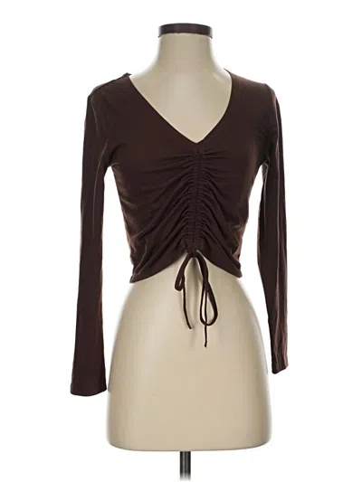 Pre-owned Shein 3/4 Sleeve T-shirt In Brown