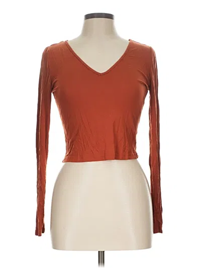 Pre-owned Shein 3/4 Sleeve T-shirt In Brown