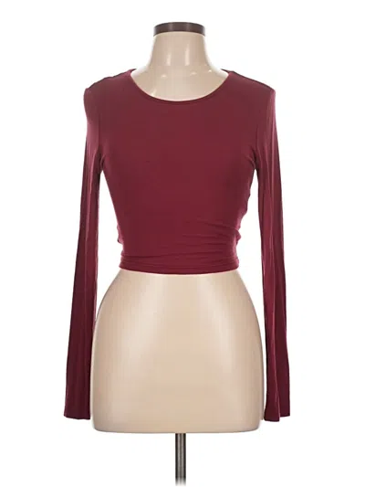 Pre-owned Shein 3/4 Sleeve T-shirt In Burgundy