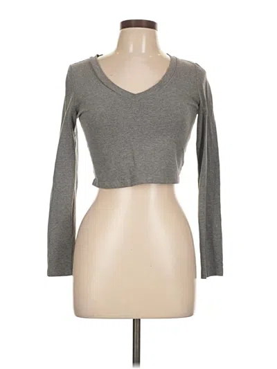 Pre-owned Shein 3/4 Sleeve T-shirt In Gray