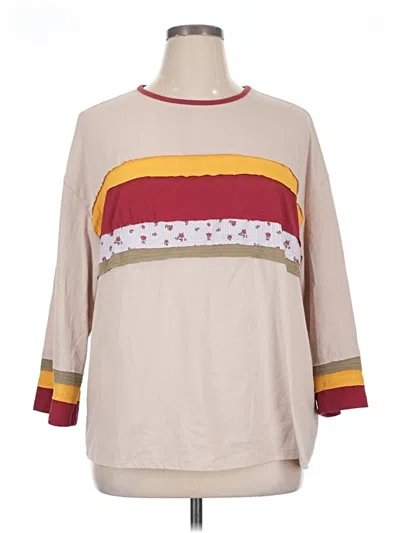 Pre-owned Shein 3/4 Sleeve T-shirt In Tan