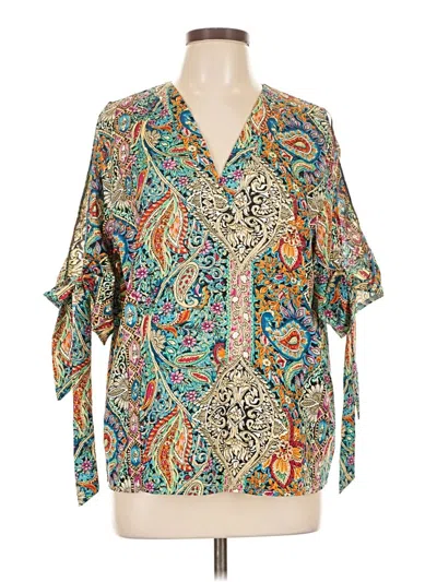 Pre-owned Shein 3/4 Sleeve T-shirt In Teal