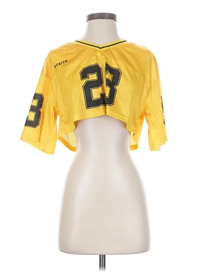 Pre-owned Shein 3/4 Sleeve T-shirt In Yellow