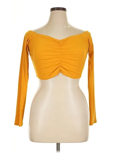 Pre-owned Shein 3/4 Sleeve T-shirt In Yellow