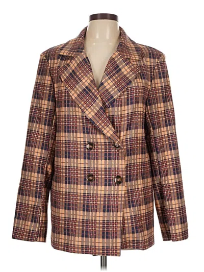 Pre-owned Shein Blazer Jacket In Brown