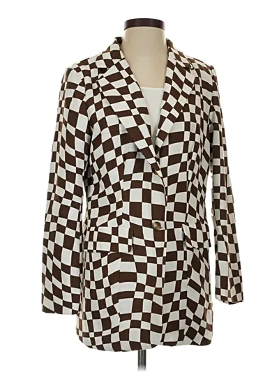 Pre-owned Shein Blazer Jacket In Brown