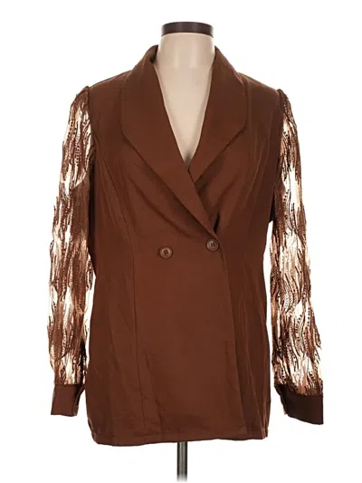 Pre-owned Shein Blazer Jacket In Brown