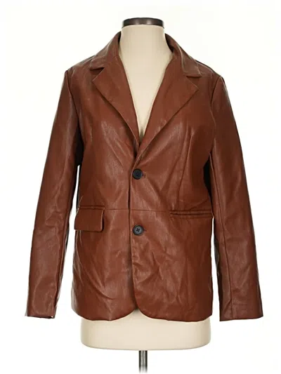 Pre-owned Shein Blazer Jacket In Brown