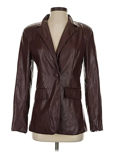 Pre-owned Shein Blazer Jacket In Burgundy