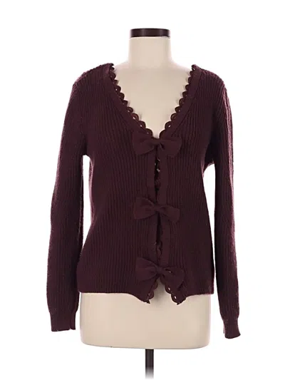 Pre-owned Shein Cardigan Sweater In Burgundy