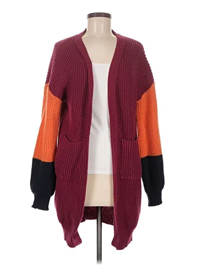 Pre-owned Shein Cardigan Sweater In Burgundy