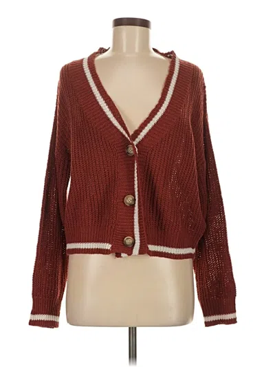 Pre-owned Shein Cardigan Sweater In Burgundy