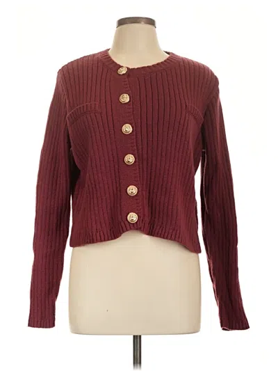Pre-owned Shein Cardigan Sweater In Burgundy