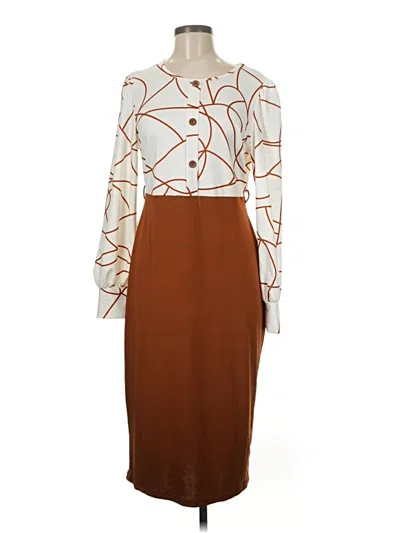 Pre-owned Shein Casual Dress In Brown