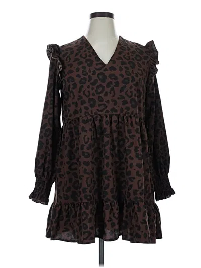 Pre-owned Shein Casual Dress In Brown