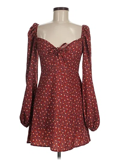 Pre-owned Shein Casual Dress In Burgundy