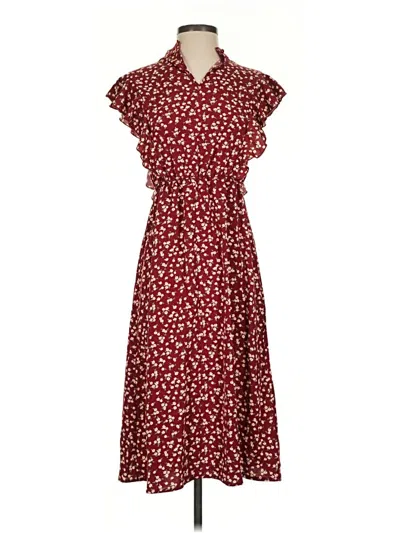 Pre-owned Shein Casual Dress In Burgundy