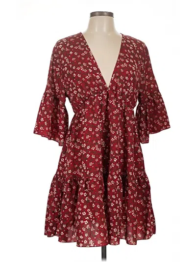 Pre-owned Shein Casual Dress In Burgundy