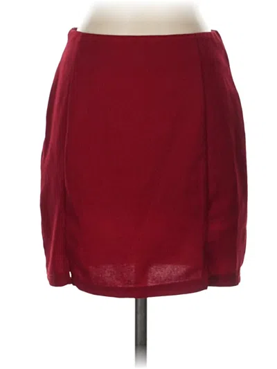 Pre-owned Shein Casual Skirt In Burgundy