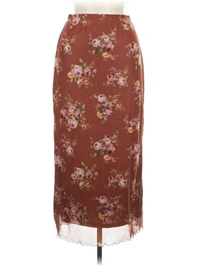Pre-owned Shein Casual Skirt In Burgundy
