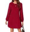 Shein Clasi Swiss Dot Side Solid Dress In Red In Red