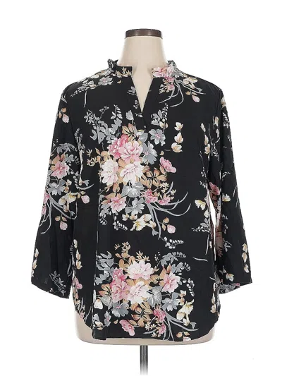 Pre-owned Shein Curve 3/4 Sleeve Blouse In Black