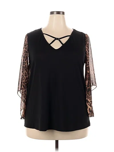 Pre-owned Shein Curve 3/4 Sleeve Blouse In Black