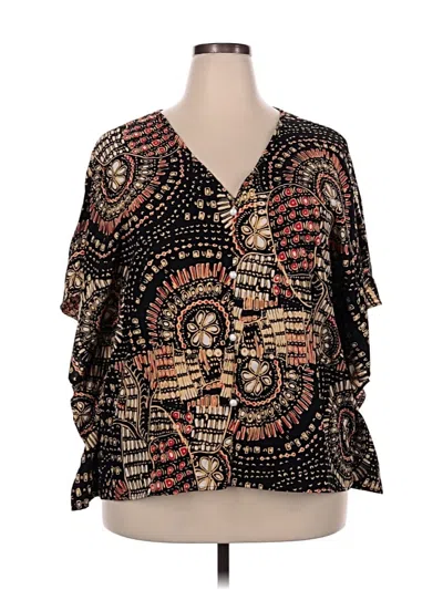 Pre-owned Shein Curve 3/4 Sleeve Blouse In Black