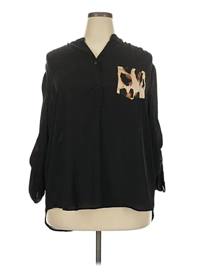 Pre-owned Shein Curve 3/4 Sleeve Blouse In Black