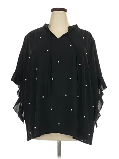 Pre-owned Shein Curve 3/4 Sleeve Blouse In Black