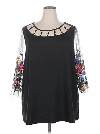 Pre-owned Shein Curve 3/4 Sleeve Blouse In Black