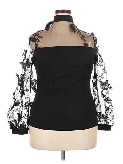 Pre-owned Shein Curve 3/4 Sleeve Blouse In Black