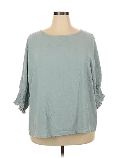 Pre-owned Shein Curve 3/4 Sleeve Blouse In Blue