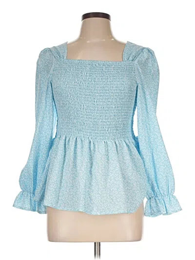 Pre-owned Shein Curve 3/4 Sleeve Blouse In Blue