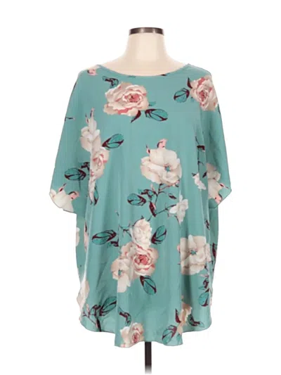 Pre-owned Shein Curve 3/4 Sleeve Blouse In Blue