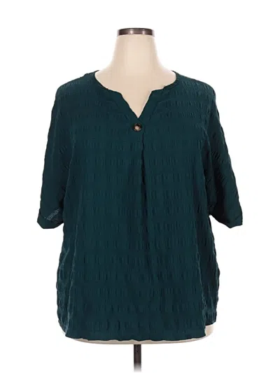 Pre-owned Shein Curve 3/4 Sleeve Blouse In Blue