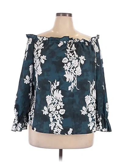 Pre-owned Shein Curve 3/4 Sleeve Blouse In Blue