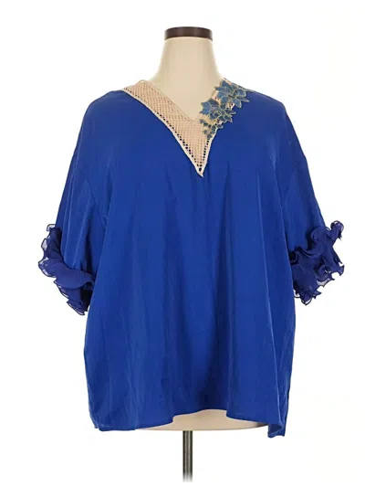 Pre-owned Shein Curve 3/4 Sleeve Blouse In Blue